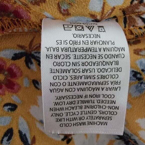 Time and Tru Womens Tunic Top Plus Size XL 16/18 Yellow Floral Ruffled Peplum - Picture 10 of 12